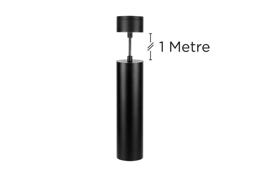 ACCENTPLUS SPOTLIGHT S2 65MM DIAMETER 235MM LENGTH GU10 LED BASE SURFACE MOUNTED SUSPENDED PENDANT 1M CABLE BLACK FINISH - ILNEV018