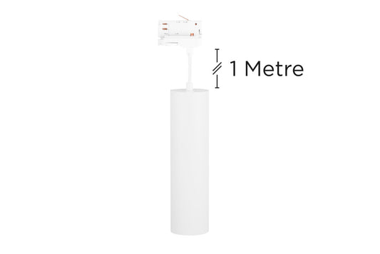 ACCENTPLUS SPOTLIGHT S2 65MM DIAMETER 235MM LENGTH GU10 LED 3 CIRCUIT TRACK MOUNTED SUSPENDED PENDANT 1M CABLE WHITE FINISH - ILNEV012