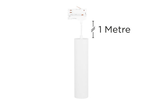 ACCENTPLUS SPOTLIGHT S1 56MM DIAMETER 235MM LENGTH GU10 LED 3 CIRCUIT TRACK MOUNTED SUSPENDED PENDANT 1M CABLE WHITE FINISH - ILNEV011