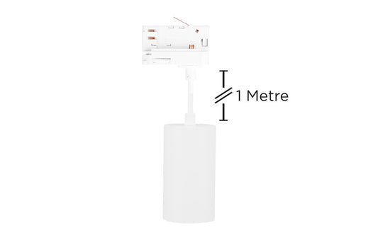 ACCENTPLUS SPOTLIGHT S1 56MM DIAMETER 100MM LENGTH GU10 LED 3 CIRCUIT TRACK MOUNTED SUSPENDED PENDANT 1M CABLE WHITE FINISH - ILNEV009