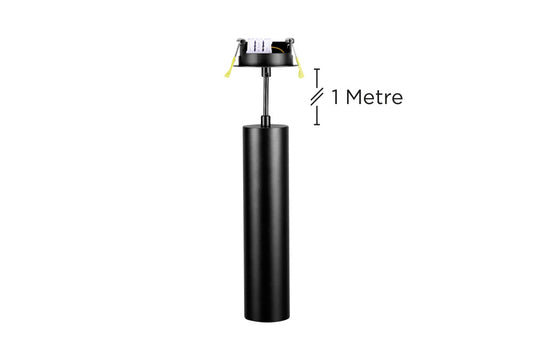 ACCENTPLUS SPOTLIGHT S1 56MM DIAMETER 235MM LENGTH GU10 LED RECESSED MOUNTED 70MM CUTOUT SUSPENDED PENDANT 1M CABLE BLACK FINISH - ILNEV029