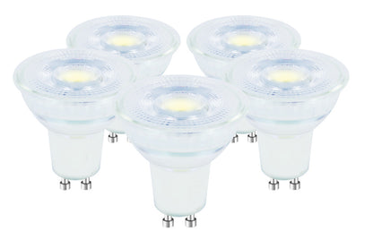 GLASS GU10 5 PACK 450LM 5.6W 4000K DIMMABLE 36 BEAM INTEGRAL - ILGU10DE087-5
