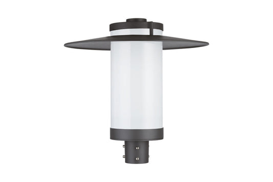 AMENITY POST TOP CANOPY LANTERN 3200LM 45W 4000K IP66 DIFFUSER PC OPAL WITH HOOD 76MM SPIGOT SURGE 10KV NEMA3 SOCKET DUSK-DAWN PHOTOCELL - ILSLA001