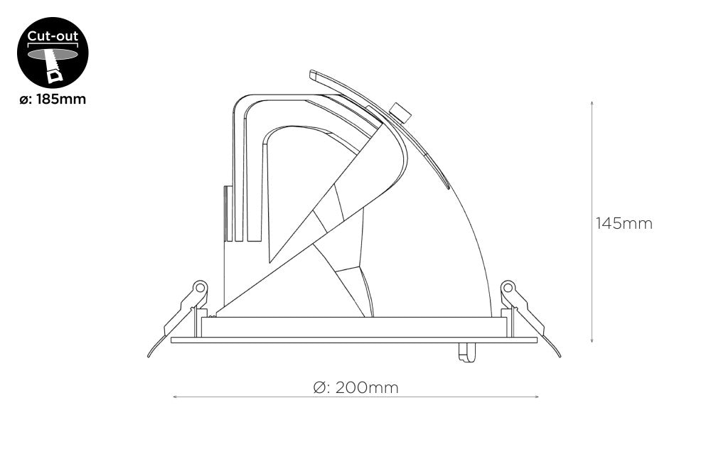 ACCENTPLUS SCOOP ADJUSTABLE DOWNLIGHT 30W 3500LM 115LM/W 4000K CRI90 185MM CUTOUT 36 BEAM WHITE 220-240V - NON-DIMM - ILDL185SC012