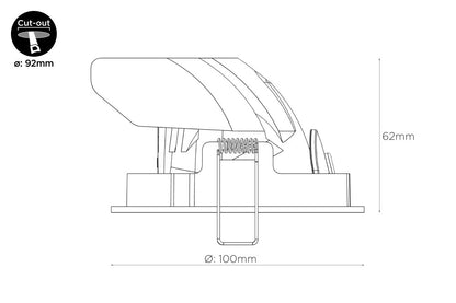 ACCENTPLUS SCOOP ADJUSTABLE DOWNLIGHT 13.5W 1620LM 120LM/W 3000K CRI90 92MM CUTOUT 36 BEAM WHITE 220-240V - NON-DIMM - ILDL92SC009