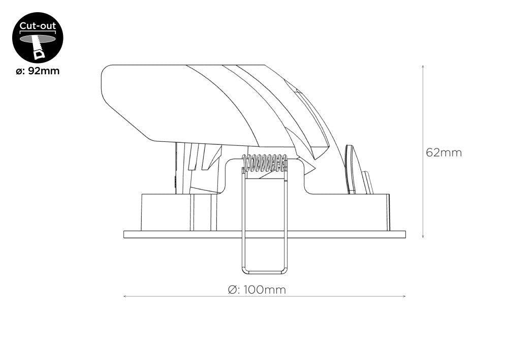 ACCENTPLUS SCOOP ADJUSTABLE DOWNLIGHT 13.5W 1620LM 120LM/W 3000K CRI90 92MM CUTOUT 36 BEAM WHITE 36VDC 350MA - NO DRIVER - ILDL92SC001
