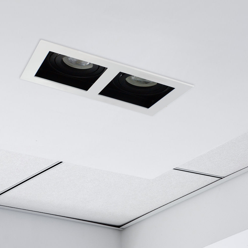 ACCENTPLUS GIMBAL DOWNLIGHT FOR 2 X LED GU10 170X90MM CUTOUT FRONT BULB ENTRY ±30° TILTABLE 365° ADJUSTMENT - ILDL90N016