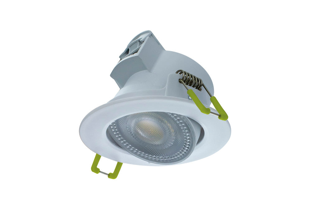 COMPACT ECO LED DOWNLIGHT IP44 30 DEG TILTABLE 5.5W 550LM 3000/4000/6500K SWITCHABLE CCT 100LM/W 38 DEG BEAM DIMMABLE 68MM CUT OUT - ILDL68G006