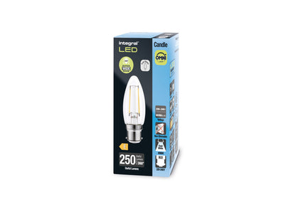 OMNI FILAMENT CANDLE BULB B22 250LM 2.0W 4000K NON-DIMM 320 BEAM CLEAR INTEGRAL - ILCANDB22NE070