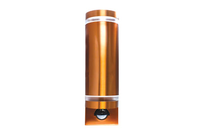 OUTDOOR STAINLESS STEEL UP AND DOWN WALL LIGHT PIR IP54 2xGU10 COPPER INTEGRAL - ILDED049