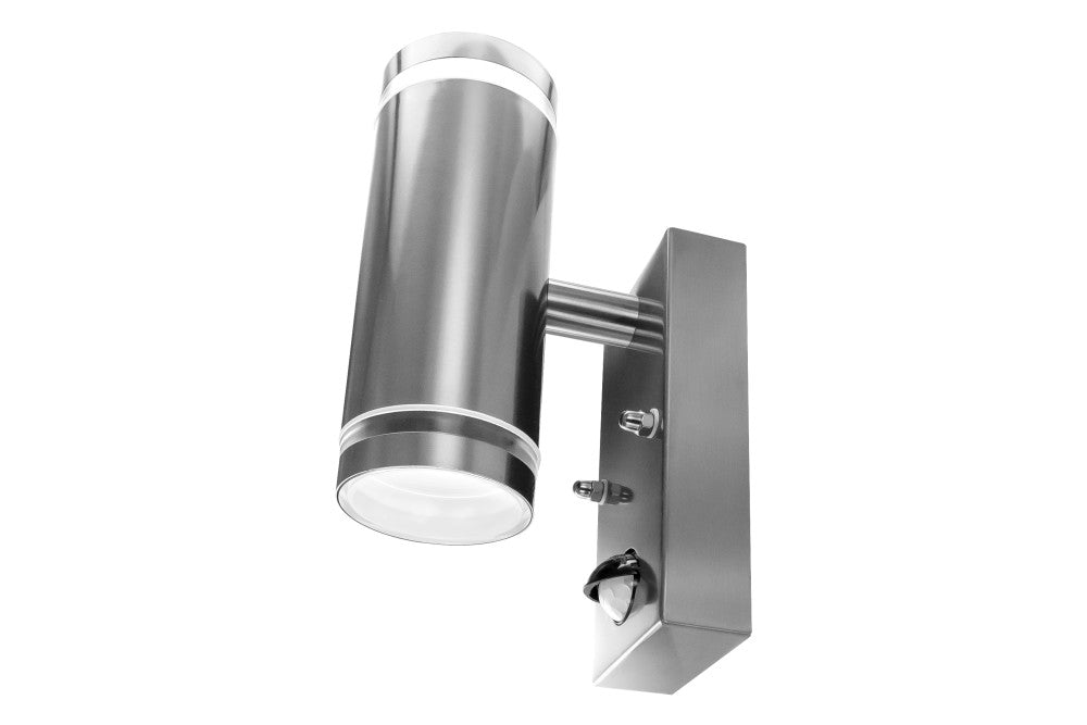 OUTDOOR STAINLESS STEEL UP AND DOWN WALL LIGHT PIR IP54 2xGU10 STEEL INTEGRAL - ILDED047
