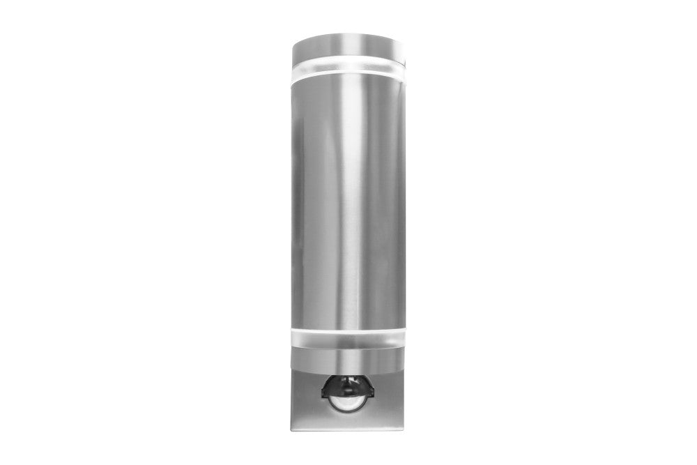 OUTDOOR STAINLESS STEEL UP AND DOWN WALL LIGHT PIR IP54 2xGU10 STEEL INTEGRAL - ILDED047