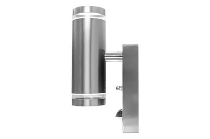 OUTDOOR STAINLESS STEEL UP AND DOWN WALL LIGHT PIR IP54 2xGU10 STEEL INTEGRAL - ILDED047