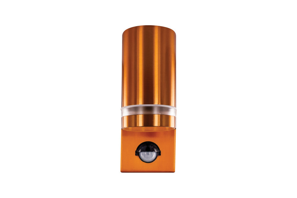 OUTDOOR STAINLESS STEEL DOWN WALL LIGHT PIR IP54 1xGU10 COPPER INTEGRAL - ILDED046