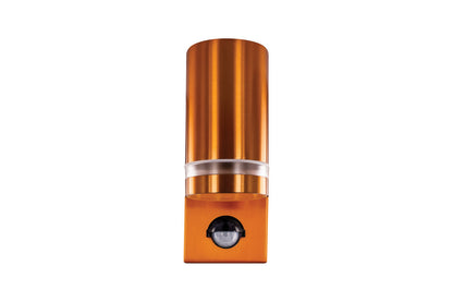 OUTDOOR STAINLESS STEEL DOWN WALL LIGHT PIR IP54 1xGU10 COPPER INTEGRAL - ILDED046