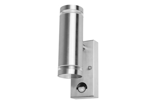 OUTDOOR STAINLESS STEEL UP AND DOWN WALL LIGHT PIR IP54 2xGU10 STEEL INTEGRAL - ILDED047