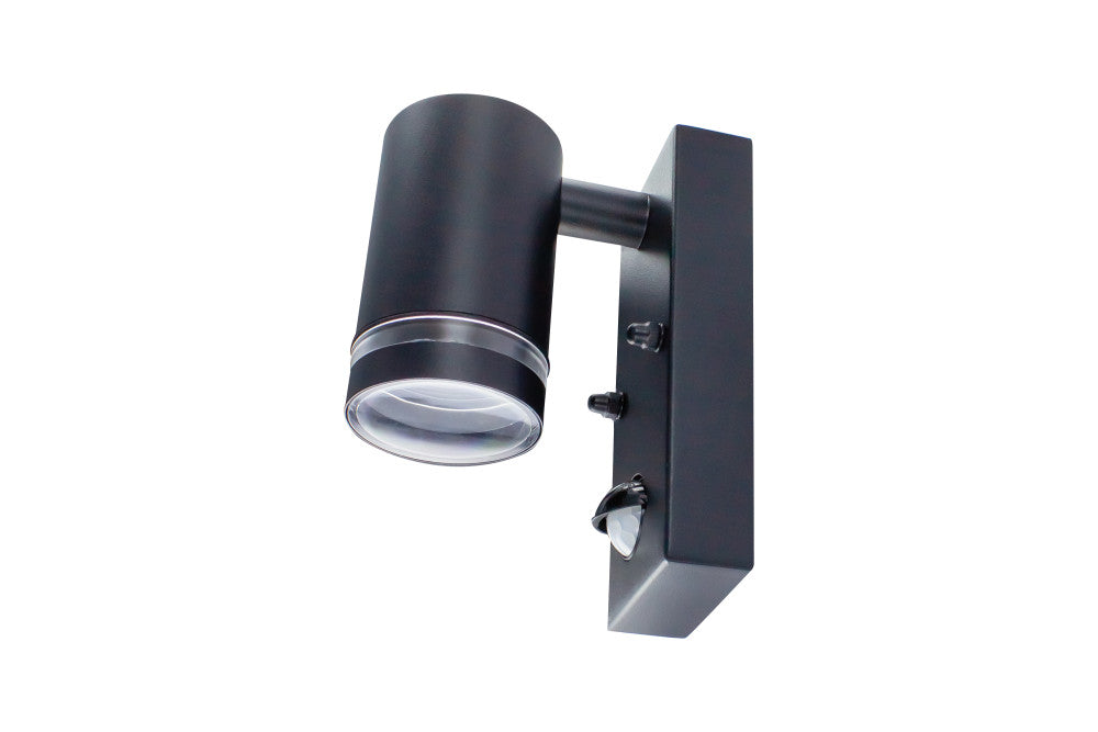 OUTDOOR STAINLESS STEEL DOWN WALL LIGHT PIR IP54 1xGU10 BLACK INTEGRAL - ILDED045