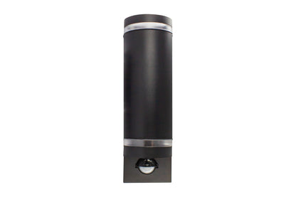 OUTDOOR STAINLESS STEEL UP AND DOWN WALL LIGHT PIR IP54 2xGU10 BLACK INTEGRAL - ILDED048