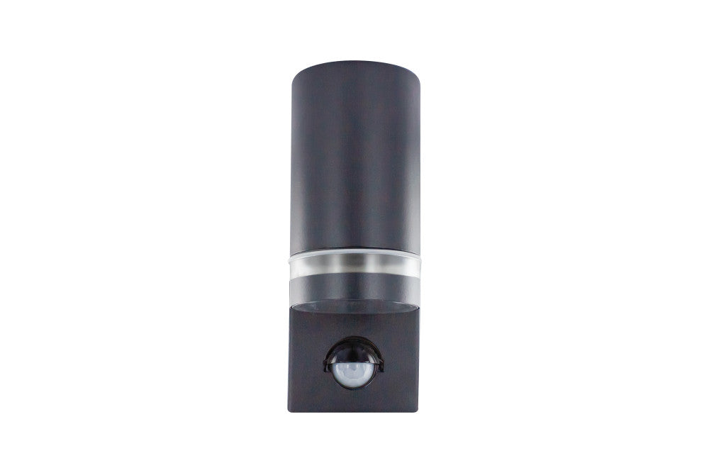 OUTDOOR STAINLESS STEEL DOWN WALL LIGHT PIR IP54 1xGU10 BLACK INTEGRAL - ILDED045