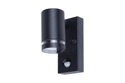 OUTDOOR STAINLESS STEEL DOWN WALL LIGHT PIR IP54 1xGU10 BLACK INTEGRAL - ILDED045