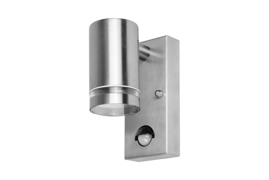 OUTDOOR STAINLESS STEEL DOWN WALL LIGHT PIR IP54 1xGU10 STEEL INTEGRAL - ILDED044