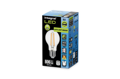 OMNI FILAMENT GLS BULB WITH DUSK TO DAWN DUAL SENSOR E27 806LM 7W 2700K NON-DIMM 320 BEAM INTEGRAL - ILGLSE27SC180
