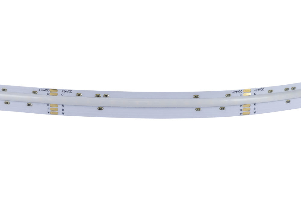 COB HIGH UNIFORMITY PRO STRIP IP20 30M REEL RGB+W 4000K 24V 15W/M 1344LED/M 12MM WIDTH BUILT-IN  STEEL LINING - 5M MAX RUN - ILSTRGBWA348E