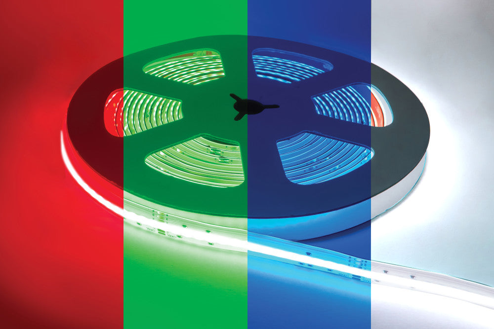 COB HIGH UNIFORMITY PRO STRIP IP65 5M PACK RGB+W 4000K 24V 15W/M 1344LED/M 12MM WIDTH BUILT-IN STEEL LINING - ILSTRGBWB346E