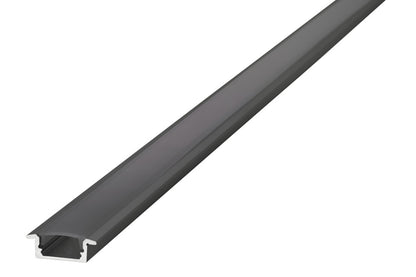 PROFILE ALUMINIUM RECESSED BLACK ANODISED 1M BLACK FROSTED DIFFUSER 23.2 X 7.9MM INCLUDE 2 ENDCAPS AND 2 MOUNTING BRACKETS - ILPFR071B