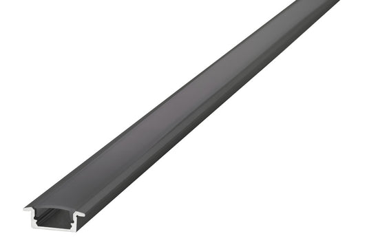 PROFILE ALUMINIUM RECESSED BLACK ANODISED 1M BLACK FROSTED DIFFUSER 23.2 X 7.9MM INCLUDE 2 ENDCAPS AND 2 MOUNTING BRACKETS - ILPFR071B