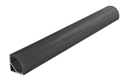 PROFILE ALUMINIUM CORNER SURFACE MOUNT BLACK ANODISED 1M BLACK FROSTED DIFFUSER 20X20MM INCLUDE 2 END CAPS AND 2 MOUNTING BRACKETS - ILPFC046B
