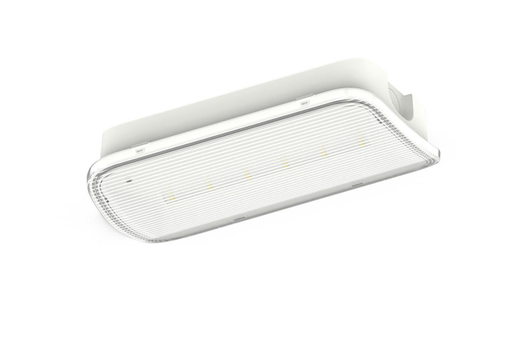EMERGENCY COMPACT BULKHEAD IP65 1W 150LM 3HR MAINTAINED OR NON-MAINTAINED 6000K MANUAL TEST INCLUDING UP DOWN LEFT RIGHT LEGENDS INTEGRAL LED - ILEMBH028