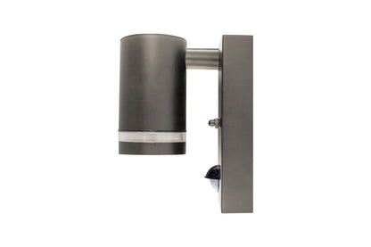 OUTDOOR STAINLESS STEEL DOWN WALL LIGHT PIR IP54 1xGU10 ANTHRACITE GREY INTEGRAL - ILDED061