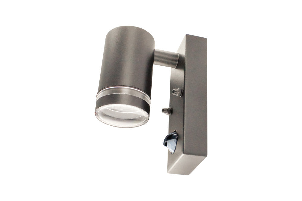 OUTDOOR STAINLESS STEEL DOWN WALL LIGHT PIR IP54 1xGU10 ANTHRACITE GREY INTEGRAL - ILDED061