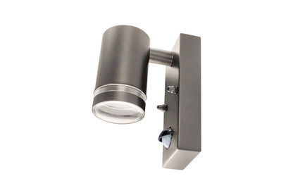 OUTDOOR STAINLESS STEEL DOWN WALL LIGHT PIR IP54 1xGU10 ANTHRACITE GREY INTEGRAL - ILDED061
