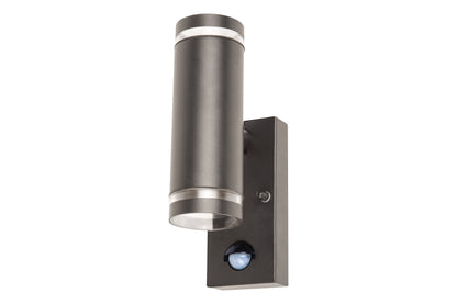 OUTDOOR STAINLESS STEEL UP AND DOWN WALL LIGHT PIR IP54 2xGU10 ANTHRACITE GREY INTEGRAL - ILDED062