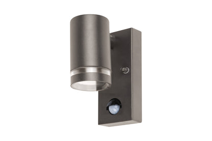 OUTDOOR STAINLESS STEEL DOWN WALL LIGHT PIR IP54 1xGU10 ANTHRACITE GREY INTEGRAL - ILDED061