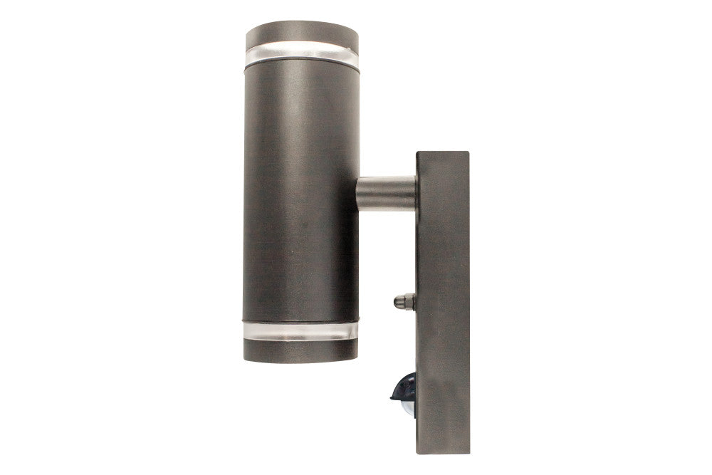 OUTDOOR STAINLESS STEEL UP AND DOWN WALL LIGHT PIR IP54 2xGU10 ANTHRACITE GREY INTEGRAL - ILDED062