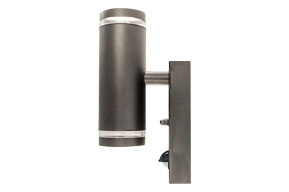OUTDOOR STAINLESS STEEL UP AND DOWN WALL LIGHT PIR IP54 2xGU10 ANTHRACITE GREY INTEGRAL - ILDED062