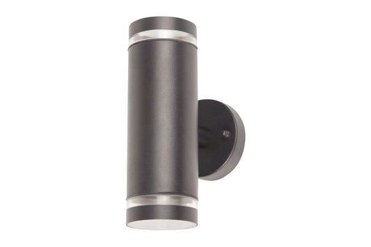 OUTDOOR STAINLESS STEEL UP AND DOWN WALL LIGHT IP65 2xGU10 ANTHRACITE GREY INTEGRAL - ILDED060