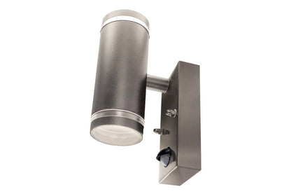 OUTDOOR STAINLESS STEEL UP AND DOWN WALL LIGHT PIR IP54 2xGU10 ANTHRACITE GREY INTEGRAL - ILDED062