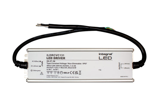 CONSTANT VOLTAGE DRIVER 216W 12VDC IP67 NON-DIMM 200-240V INPUT INTEGRAL - ILDRCVC131