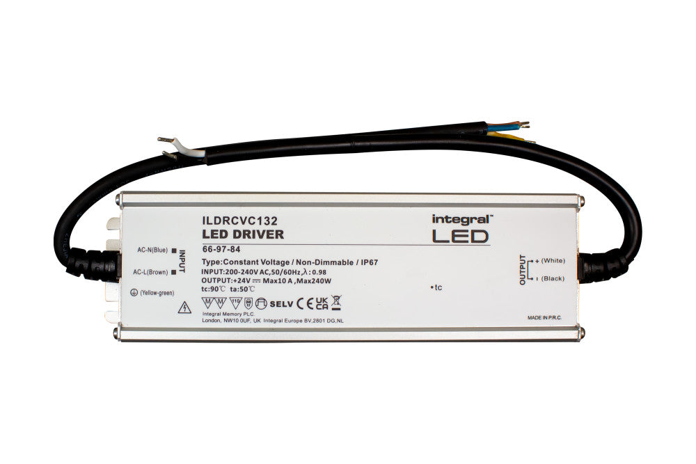 CONSTANT VOLTAGE DRIVER 240W 24VDC IP67 NON-DIMM 200-240V INPUT INTEGRAL - ILDRCVC132