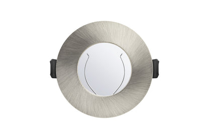EVOFIRE FIRE RATED DOWNLIGHT 70MM CUTOUT IP65 SATIN NICKEL ROUND +GU10 HOLDER INTEGRAL - ILDLFR70D002