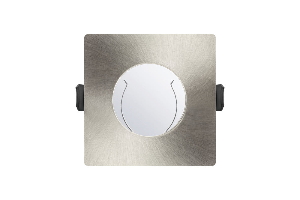 EVOFIRE FIRE RATED DOWNLIGHT 70MM CUTOUT IP65 SATIN NICKEL SQUARE +GU10 HOLDER INTEGRAL - ILDLFR70D008