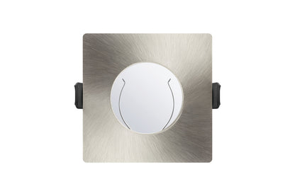 EVOFIRE FIRE RATED DOWNLIGHT 70MM CUTOUT IP65 SATIN NICKEL SQUARE +GU10 HOLDER INTEGRAL - ILDLFR70D008