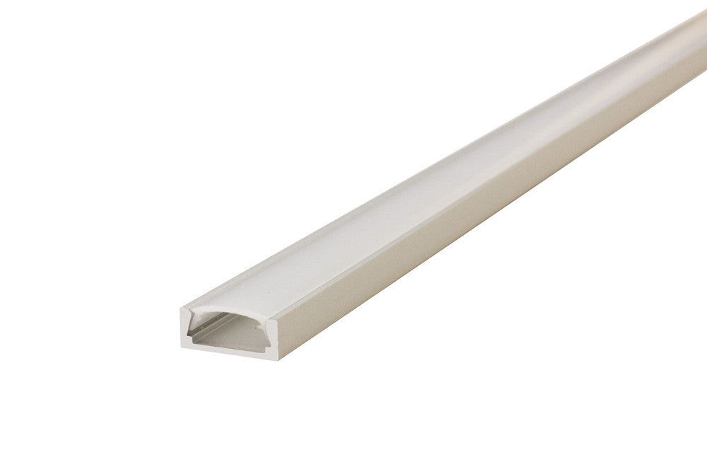 PROFILE ALUMINIUM SURFACE MOUNT 1M FROSTED CLIP-IN DIFFUSER 15.2 X 6MM INCLUDE 2 ENDCAPS AND 2 MOUNTING BRACKETS - ILPFS203