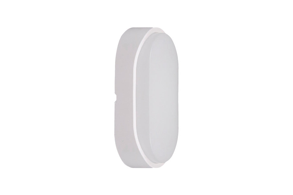 TOUGH SHELL COMPACT OVAL BULKHEAD 213X120MM 10W 1100LM 3000/4000/6000K SWITCHABLE CCT IP65 IK10 110LM/W INLUDING WHITE AND BLACK BEZELS INTEGRAL LED - ILBHP004