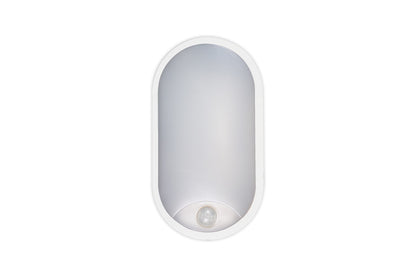 TOUGH SHELL COMPACT OVAL PIR BULKHEAD 213X120MM 10W 1100LM 3000/4000/6000K SWITCHABLE CCT IP65 IK10 110LM/W INLUDING WHITE AND BLACK BEZELS INTEGRAL LED - ILBHP002