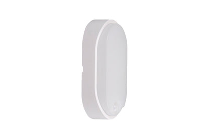 TOUGH SHELL COMPACT OVAL PIR BULKHEAD 213X120MM 10W 1100LM 3000/4000/6000K SWITCHABLE CCT IP65 IK10 110LM/W INLUDING WHITE AND BLACK BEZELS INTEGRAL LED - ILBHP002